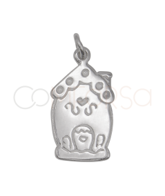Silver gingerbread house pendant 10 x 15 mm