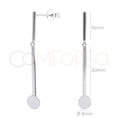 Pendientes doble barra con chapa 45 x 2mm Plata 925
