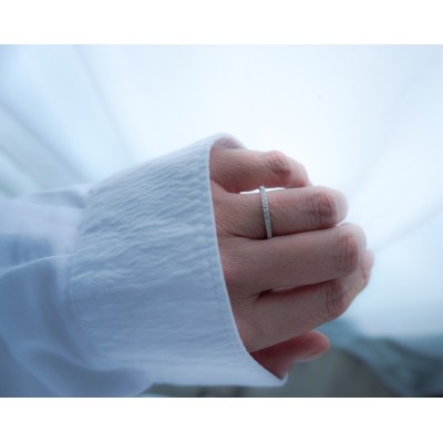 Sterling silver ring with pavé zirconia stones