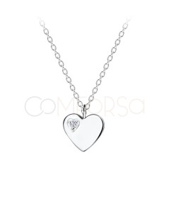 Heart necklace with zirconia 45cm sterling silver