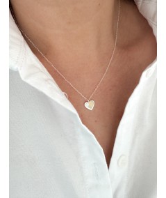 Grabación + Collar corazón con circonita 45cm plata 925