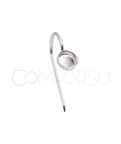 Hook with 5.5mm bezel in sterling silver