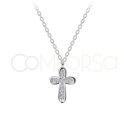 Collar con colgante con cruz circonitas