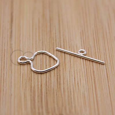 Heart clasp with bar 12mm sterling silver