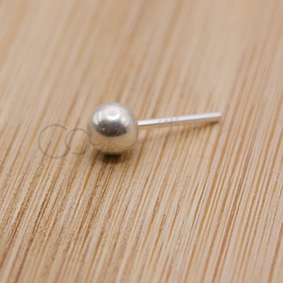 Screw pin with ball clasp, 4 mm, 925 silver