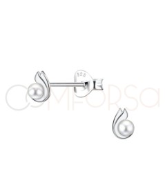 Aretes semi lágrima con perla 4 x 5 mm