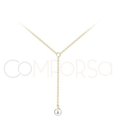 Collar con perla flotante de plata chapada en Oro
