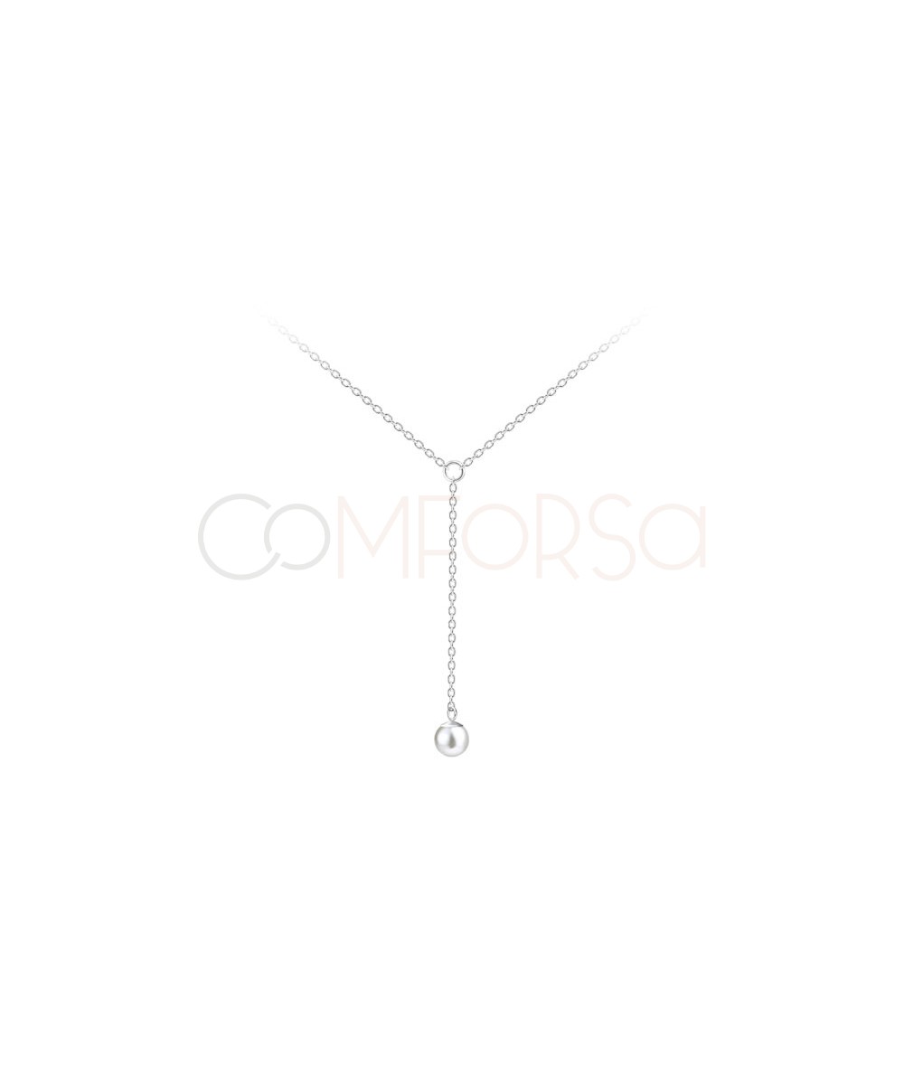 Collar con perla flotante de plata de ley
