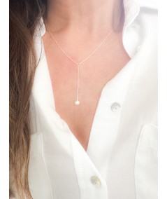 Sterling silver necklace with 6 mm floating pearl 925 ml