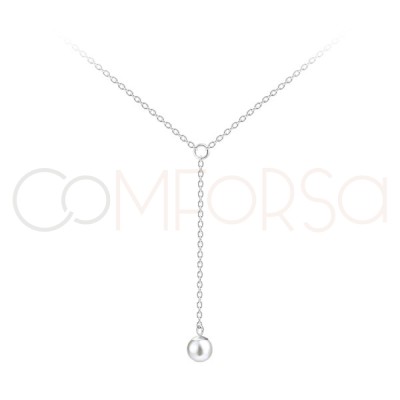 Collar con perla flotante de plata chapada en Oro