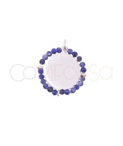 Sterling silver 15 mm plain medallion with sodalite