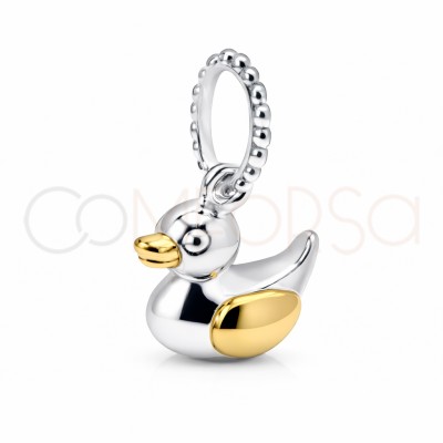 Colgante de pato de plata y oro