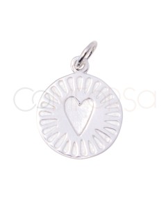 Dije corazón bajo relieve plata 925