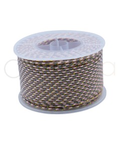 Cordón trenzado gris-rosa brillo 2 mm