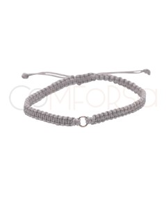 Grey macramé bracelet with a 5 mm ring