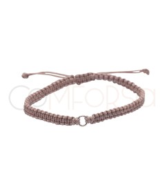 Taupe macramé bracelet with a 5 mm ring