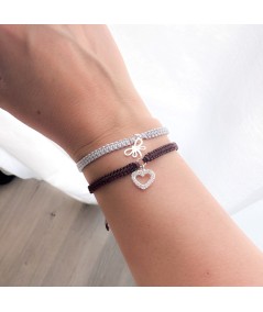 Brown macramé bracelet with a 5 mm ring