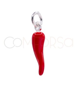 Chili pendant with red enamel 4.5 x 16.5 mm