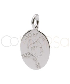 Grabación + Dije Papa León XIV 11 x 18 mm plata 925 ml