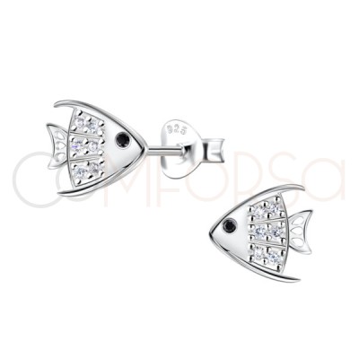 Pendientes pez circonitas Plata 925