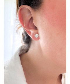 Fish Earrings with Zirconia 9 x 7 mm Sterling Silver 925