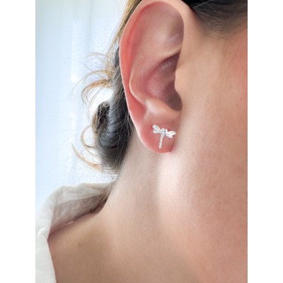 Aretes Libélula con circonita 11 x 9mm