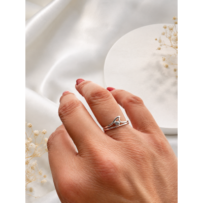 Anillo de Ola con circonita blanca Plata 925