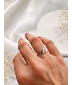 Anillo de Ola con circonita blanca Plata 925