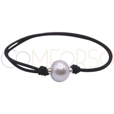 Pulsera negra con Perla de 10 mm