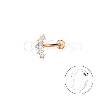 Piercing circonitas plata chapada en oro rosa