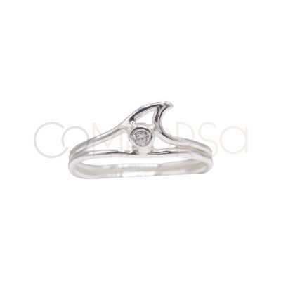Anillo de Ola con circonita blanca Plata 925