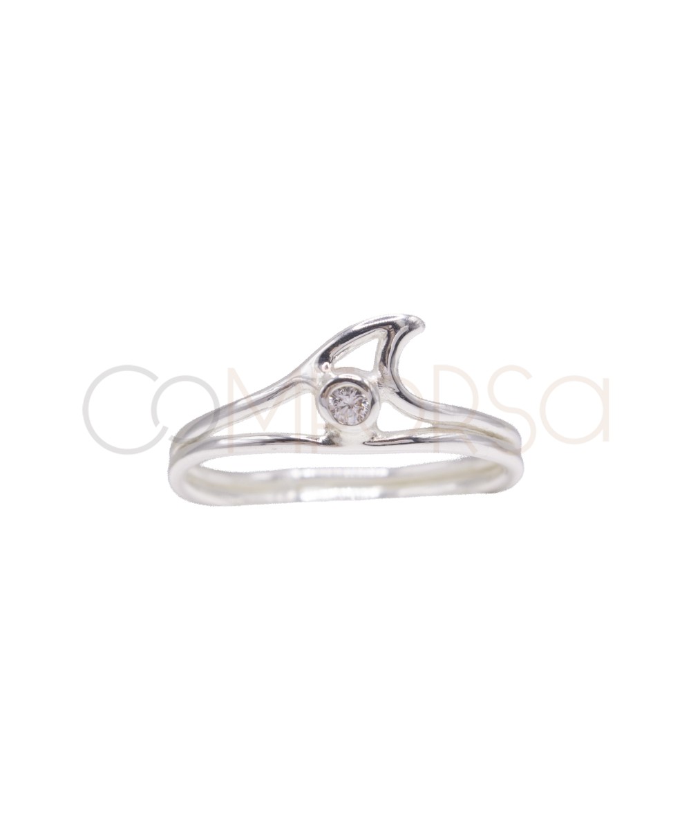 Anillo de Ola con circonita blanca Plata 925