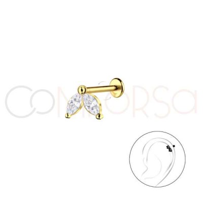 Piercing de doble pétalo plata chapado en oro