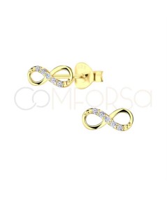 Pendientes infinito con circonitas Plata chapada en Oro