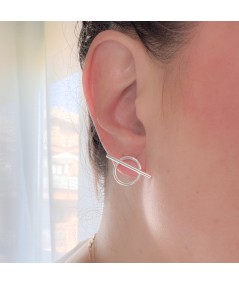 Aretes circulo 15 mm con barra 25 mm Plata 925