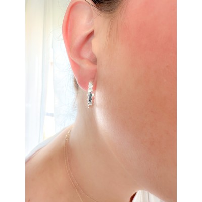 Aretes de aro 20 mm y bolas planas 3 mm Plata 925