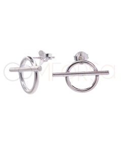 Aretes circulo 15 mm con barra 25 mm Plata 925