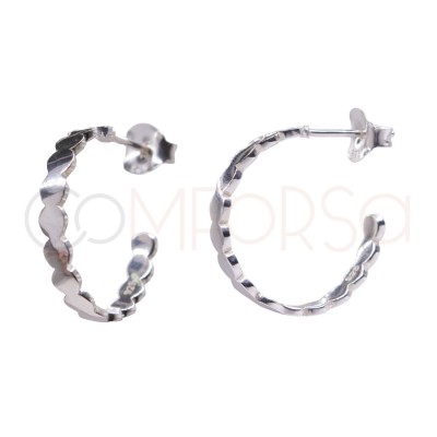 Pendientes de aro y bolas planas Plata 925