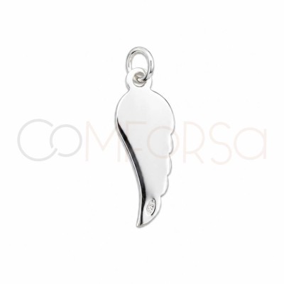 Colgante ala con corazón de plata de ley