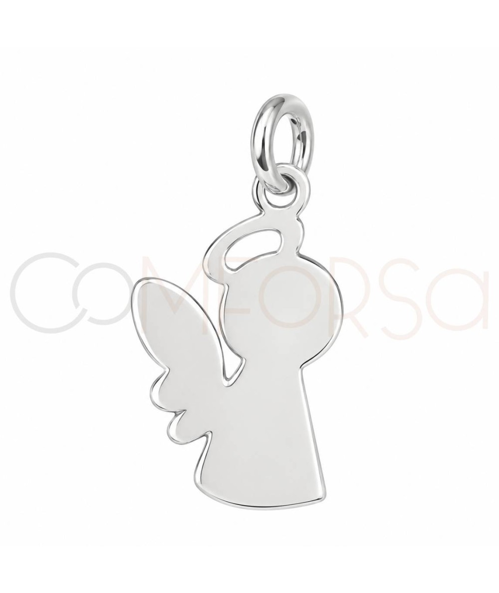 Colgante ángel con halo de plata de ley