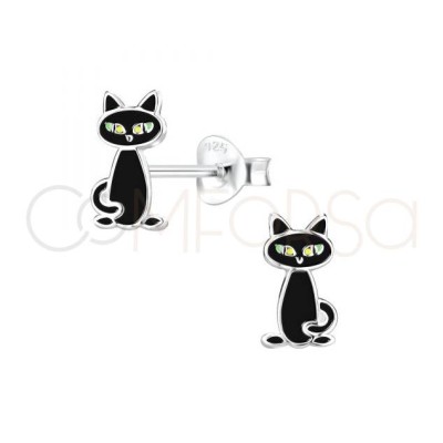 Pendiente gato negro 6 x 10 mm