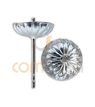 Sterling silver 925 Corrugated Cap with peg 8 mm