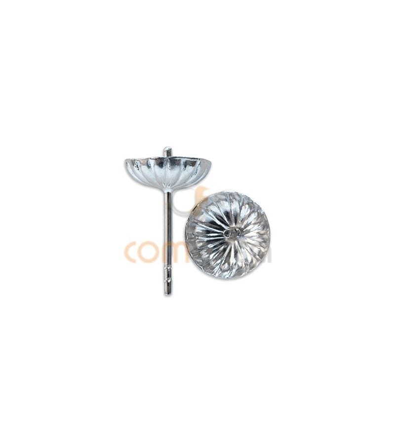 Sterling silver 925 Corrugated Cap with peg 8 mm