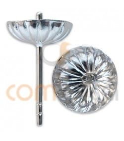 Sterling silver 925 Corrugated Cap with peg 8 mm