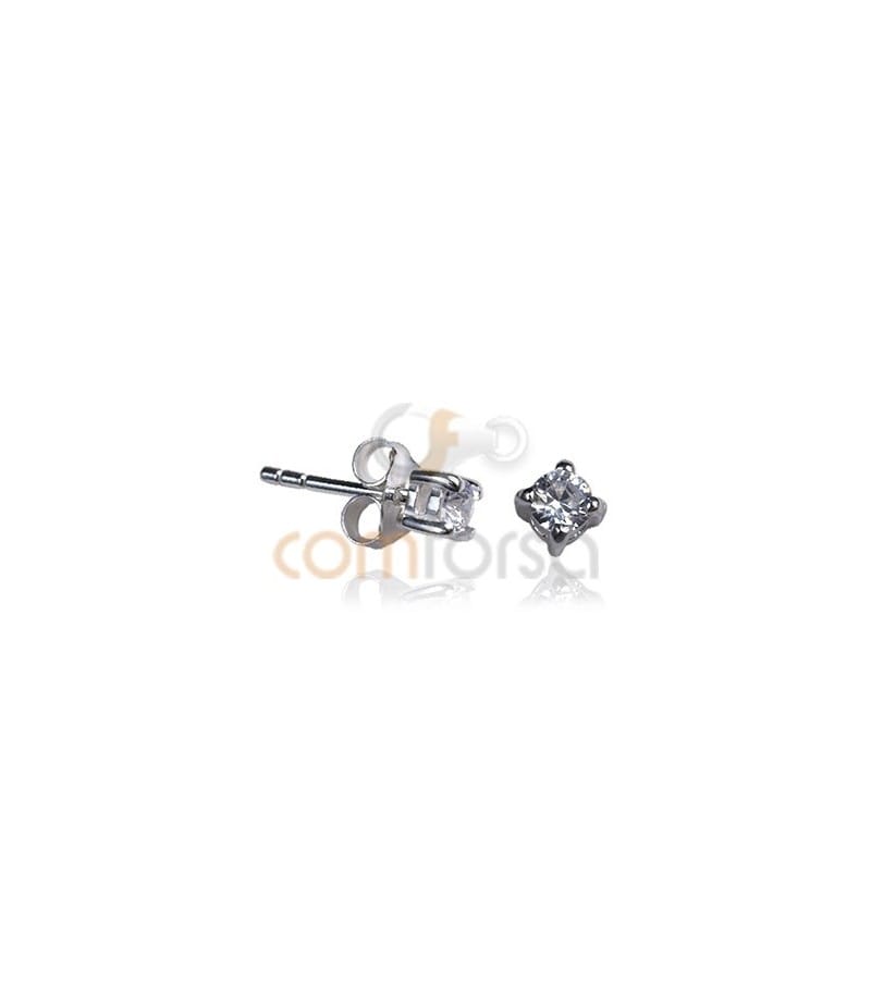 Sterling Silver 925 Round Zirconia Earrings 3mm