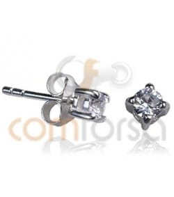 Sterling Silver 925 Round Zirconia Earrings 3mm