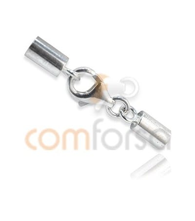 Cierre de mosquetón con terminal de tubo redondo 3.5 mm (interior) plata 925