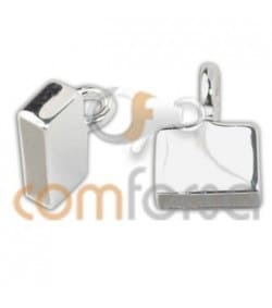 Sterling silver 925 Flat closed end cap with jumpring 6 x 2.5 mm