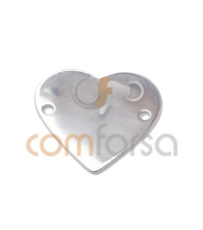 Sterling silver 925 heart connector with two holes 24 x 22 mm