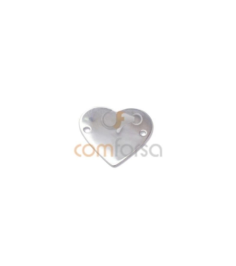 Sterling silver 925 heart connector with two holes 24 x 22 mm